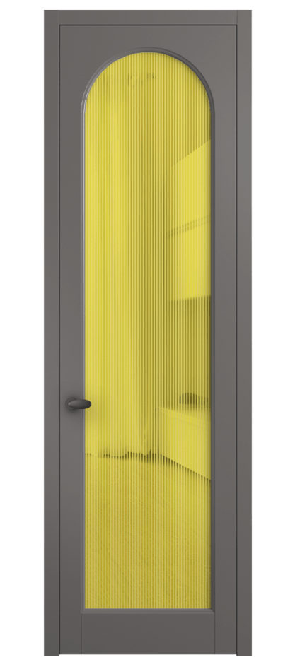 Межкомнатная дверь Палаццо 6804 Матовый классический серый Рифлёное желтое стекло "Дюна", триплекс Цена 694800 AMD | Volhovec