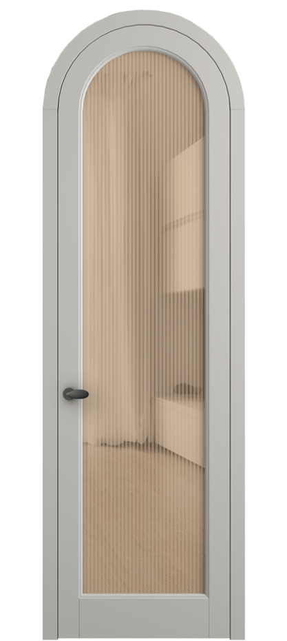 Межкомнатная дверь Палаццо 6814 Матовый тёплый серый Рифлёное оранжевое стекло "Moru", триплекс Цена 898000 AMD | Volhovec