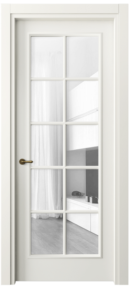 Межкомнатная дверь Paris 8102 Матовый жемчужный Прозрачное стекло Цена 390610 AMD| Volhovec