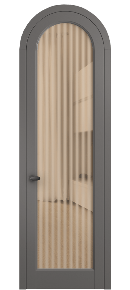 Межкомнатная дверь Palazzo 6814 Матовый классический серый Рифлёное оранжевое стекло "Дюна", триплекс Цена 884500 AMD | Volhovec