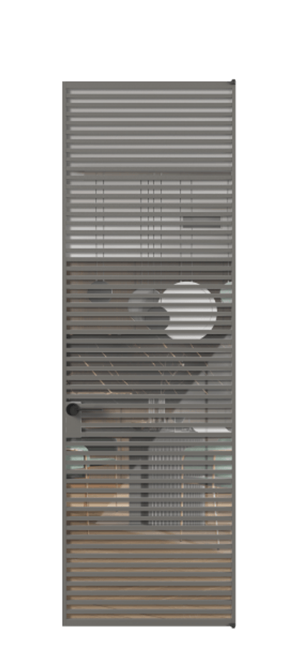 Алюминиевая дверь АЛПЛ040.07 Алюминий классический серый Рефлективное прозрачное стекло "Stopsol", калёное Цена 1609590  | Volhovec