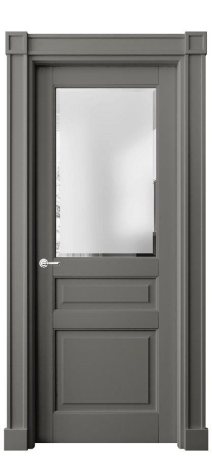 Межкомнатная дверь Тоскана Плано 6304 Матовый классический серый Сатинированное стекло с фацетом Цена 902610 AMD | Volhovec