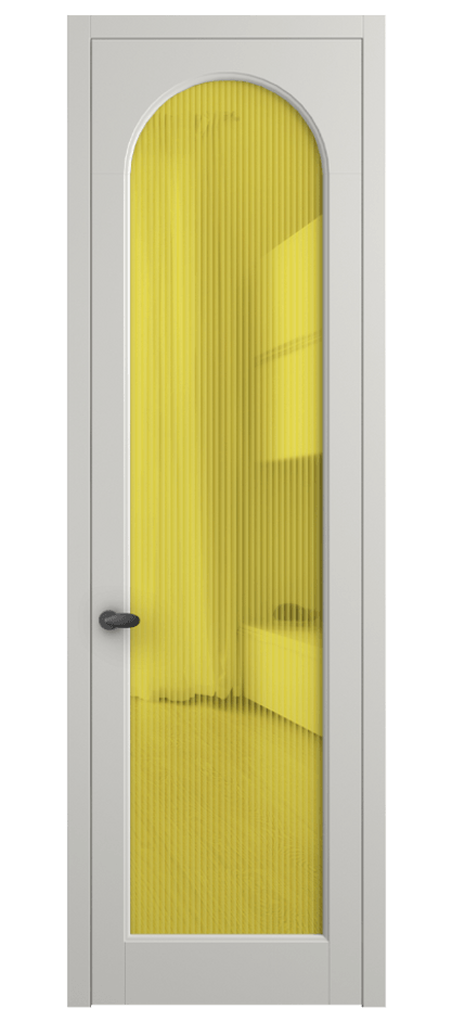 Межкомнатная дверь Палаццо 6804 Матовый серый Рифлёное жёлтое стекло "Moru", триплекс Цена 708300 AMD | Volhovec