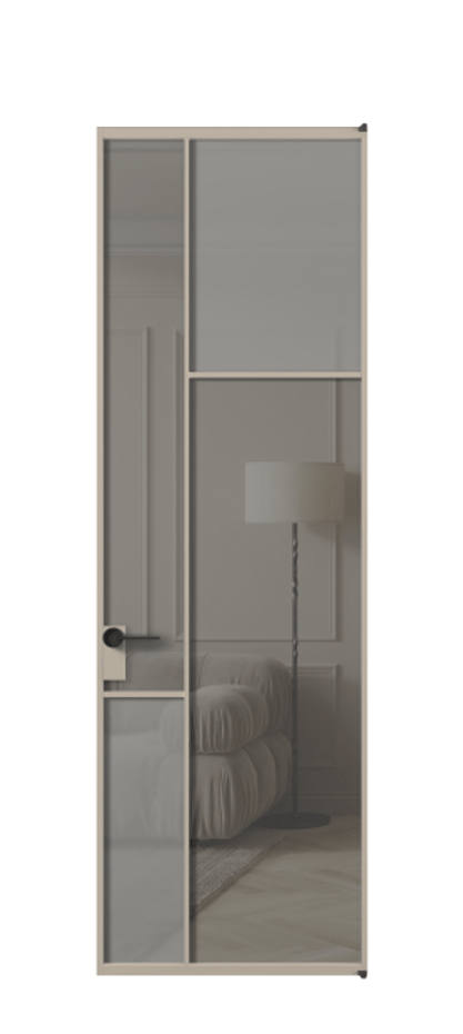 Межкомнатная дверь Мозаик АЛПЛ041.11 Алюминий бисквитный Сатинированное серое стекло, триплекс, 6 мм + Прозрачное серое стекло, триплекс Цена 1118630 AMD | Volhovec