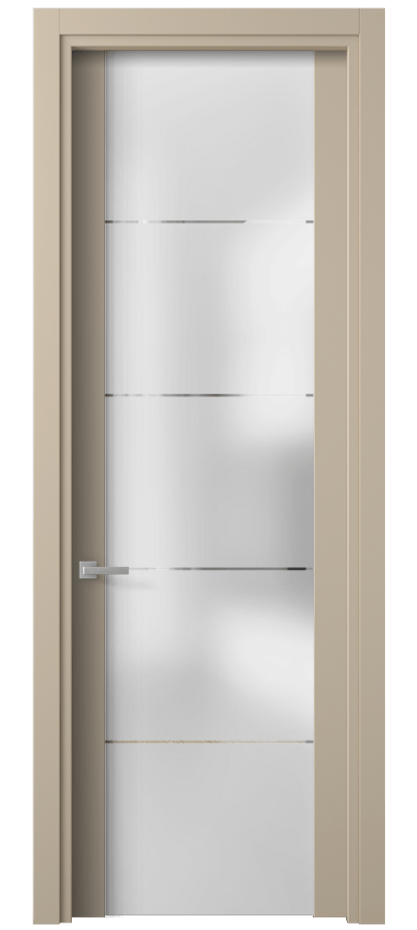 Межкомнатная дверь Planum 4114 ПЭТ серо-коричневый  Сатинированное стекло с гравировкой «КВАДРО», триплекс Цена 203930 AMD | Volhovec