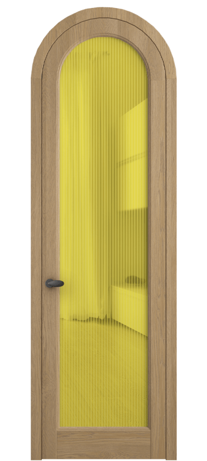 Межкомнатная дверь Палаццо 6814 Дуб соломенный матовый Рифлёное жёлтое стекло "Мору", триплекс Цена 1445600 AMD | Volhovec