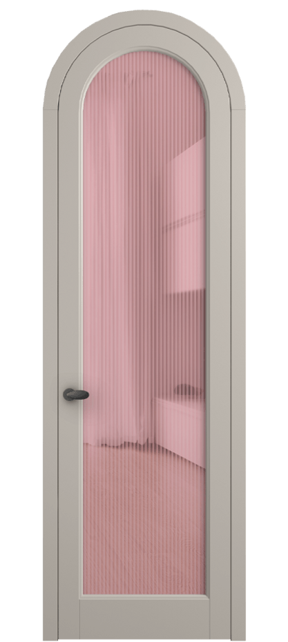 Межкомнатная дверь Палаццо 6814 Матовый светло-бежевый Рифлёное розовое стекло "Мору", триплекс Цена 898000 AMD | Volhovec