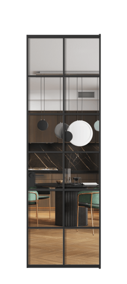 Алюминиевая дверь АЛПЛ040.05 Алюминий Черный Прозрачное стекло "Crystal Vision", калёное Цена 971740  | Volhovec