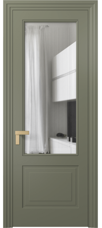 Дверь межкомнатная Rocca 8352 Матовый оливковый тёмный Прозрачное стекло с гравировкой "Каннелюры", триплекс Каскадный компланарный наличник МОТ Цена 495810 AMD Наличники уже входят в базовый комплект. Фабрика дверей Волховец 8 (800) 551 43 19 Межкомнатная дверь Rocca 8352 Матовый оливковый тёмный Прозрачное стекло с гравировкой "Каннелюры", триплекс Цена 495810 AMD | Volhovec