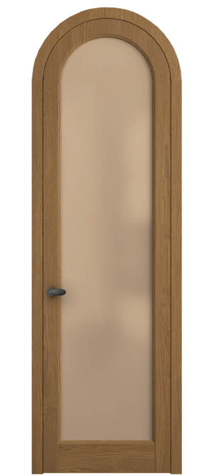 Межкомнатная дверь Палаццо 6814 Дуб пряный матовый Сатинированное оранжевое стекло, триплекс Цена 1420600 AMD | Volhovec