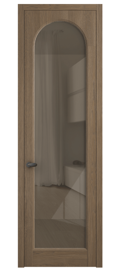 Межкомнатная дверь Палаццо 6804 Дуб джутовый матовый Рефлективное бронзовое стекло "Стопсол", калёное Цена 1053600 AMD | Volhovec