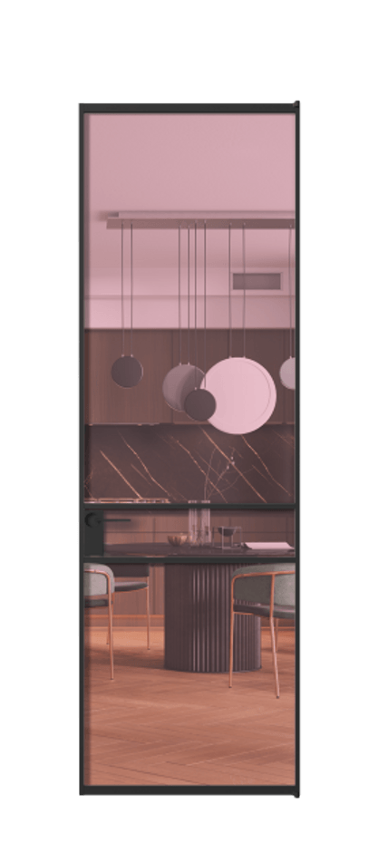 Алюминиевая дверь АЛПЛ040.02 Алюминий Черный Прозрачное розовое стекло, триплекс Цена 21812760  | Volhovec