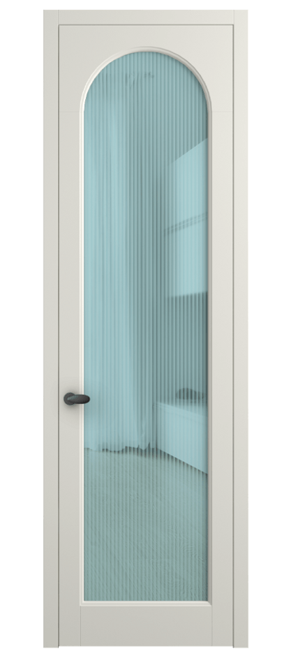 Межкомнатная дверь Палаццо 6804 Матовый жемчужный Рифлёное голубое стекло "Moru", триплекс Цена 708300 AMD | Volhovec