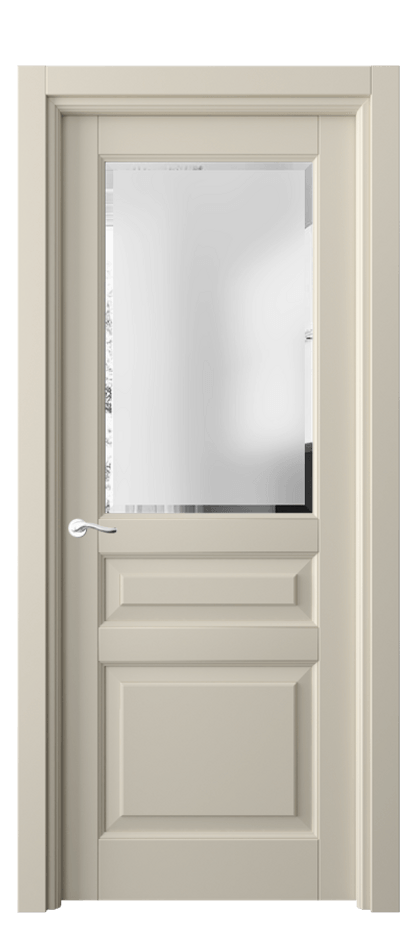 Межкомнатная дверь Лигнум 0710 Матовый бежево-серый Сатинированное стекло с фацетом Цена 681810 AMD | Volhovec