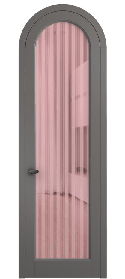 Межкомнатная дверь Палаццо 6814 Матовый классический серый Рифлёное розовое стекло "Дюна", триплекс Цена 884500 AMD | Volhovec