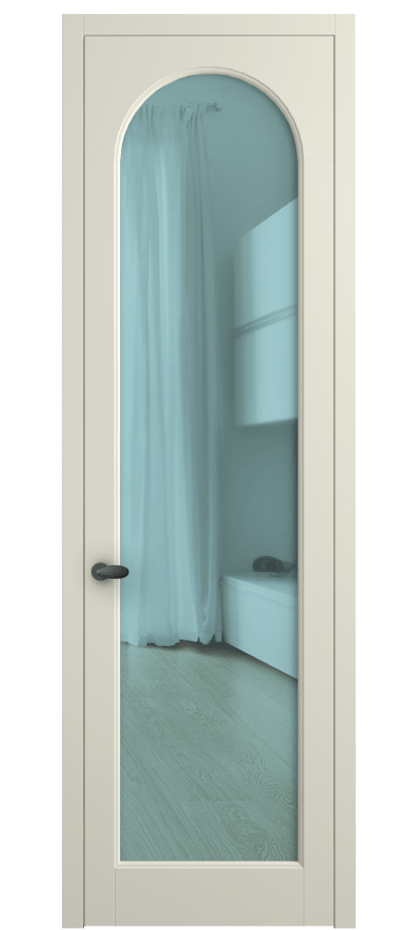 Межкомнатная дверь Палаццо 6804 Матовый молочно-белый Прозрачное голубое стекло, триплекс Цена 654400 AMD | Volhovec