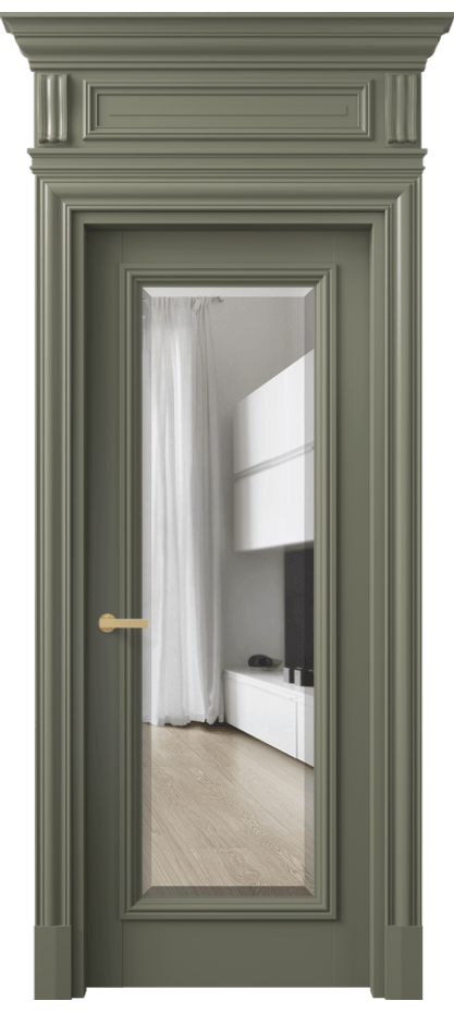 Межкомнатная дверь Антик 7300 Матовый оливковый тёмный Прозрачное стекло с фацетом Цена 1110120 AMD | Volhovec