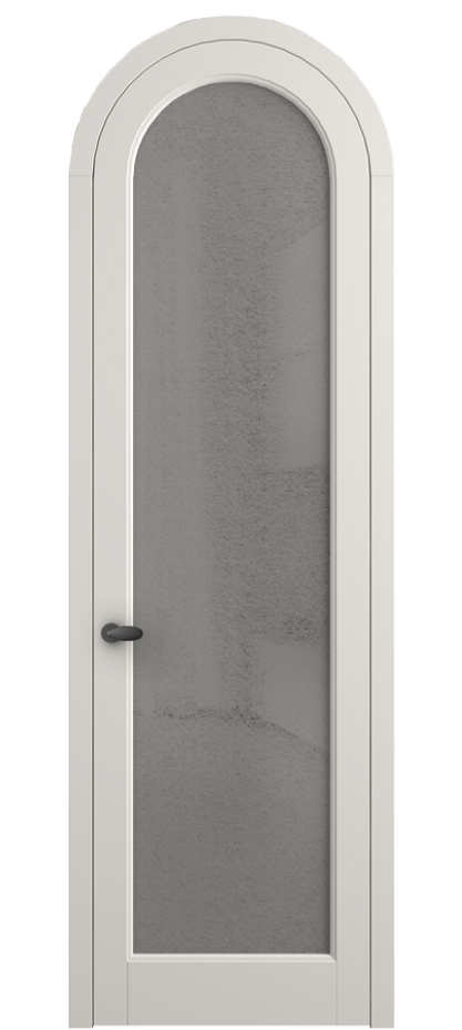 Межкомнатная дверь Палаццо 6814 Матовый пудровый белый Фактурное серое стекло "Лёд", триплекс Цена 7000 AZE | Volhovec