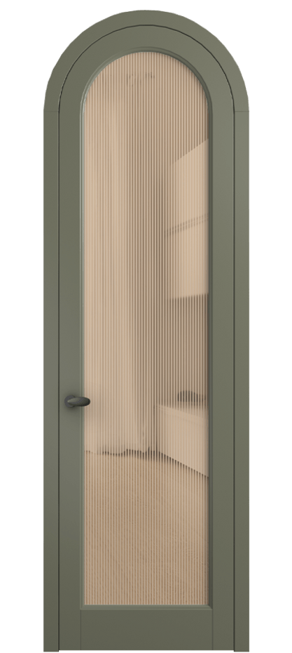 Межкомнатная дверь Палаццо 6814 Матовый оливковый тёмный Рифлёное оранжевое стекло "Дюна", триплекс Цена 905400 AMD | Volhovec