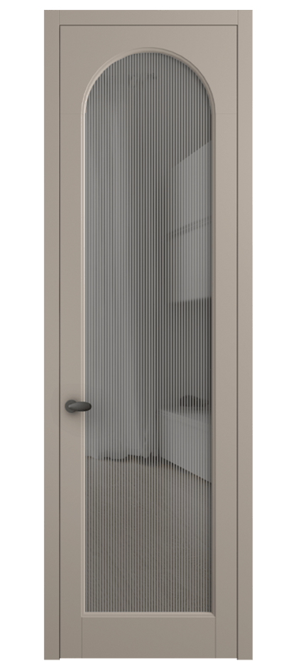 Межкомнатная дверь Палаццо 6804 Матовый бисквитный Рифлёное серое стекло "Дюна", триплекс Цена 694800 AMD | Volhovec