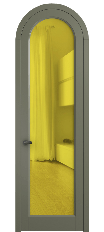 Межкомнатная дверь Палаццо 6814 Матовый оливковый тёмный Прозрачное жёлтое стекло, триплекс Цена 865000 AMD | Volhovec