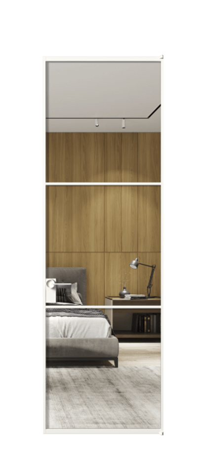 Алюминиевая дверь АЛПЛ040.03 Алюминий Белый Двустороннее зеркало, триплекс 6 мм, триплекс 6 мм Цена 882720  | Volhovec