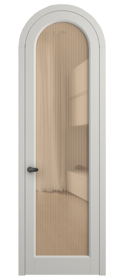 Межкомнатная дверь Палаццо 6814 Матовый серый Рифлёное оранжевое стекло "Мору", триплекс Цена 133159 ₽ | Volhovec