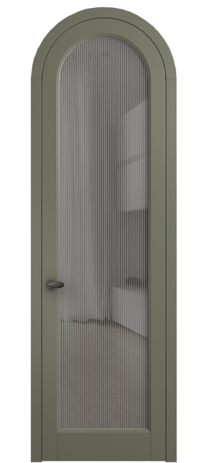 Межкомнатная дверь Palazzo 6814 Матовый оливковый тёмный Рифлёное серое стекло "Дюна", триплекс Цена 884500 AMD | Volhovec