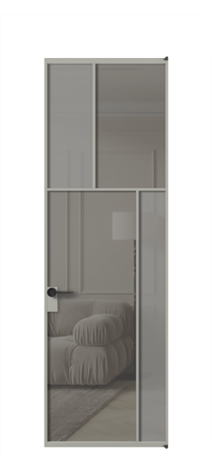 Межкомнатная дверь Mosaic АЛПЛ041.23 Алюминий нейтральный серый Сатинированное серое стекло, триплекс, 6 мм + Прозрачное серое стекло, триплекс Цена 1079650 AMD | Volhovec