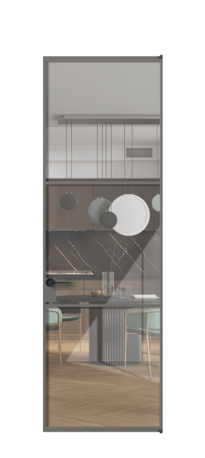 Алюминиевая дверь АЛПЛ040.03 Алюминий классический серый Рефлективное прозрачное стекло "Stopsol", калёное Цена 1023540  | Volhovec