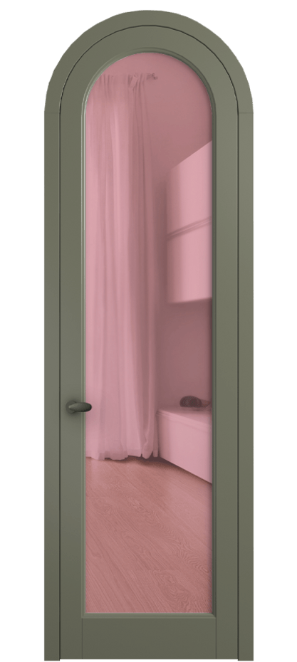 Межкомнатная дверь Палаццо 6814 Матовый оливковый тёмный Прозрачное розовое стекло, триплекс Цена 865000 AMD | Volhovec