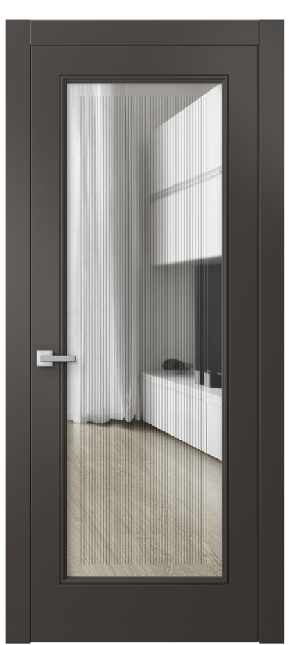Межкомнатная дверь Линия 8300 Матовый антрацит Прозрачное стекло с гравировкой "Каннелюры", триплекс Цена 564470 AMD | Volhovec
