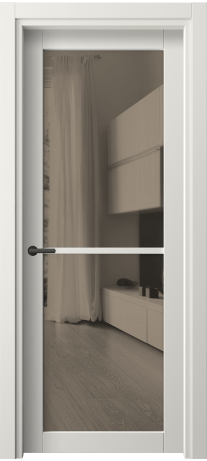 Межкомнатная дверь Нео 2108 ПЭТ белоснежный Двустороннее бронзовое зеркало, триплекс Цена 0 AMD | Volhovec