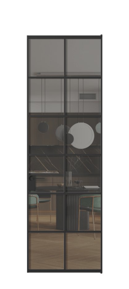 Алюминиевая дверь АЛПЛ040.05 Алюминий Черный Прозрачное серое стекло, триплекс Цена 752710  | Volhovec