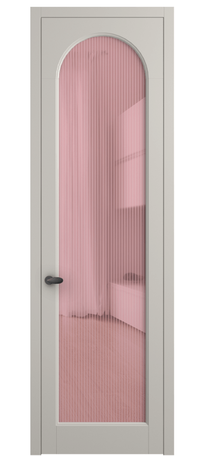 Межкомнатная дверь Палаццо 6804 Матовый облачно-серый Рифлёное розовое стекло "Мору", триплекс Цена 708300 AMD | Volhovec