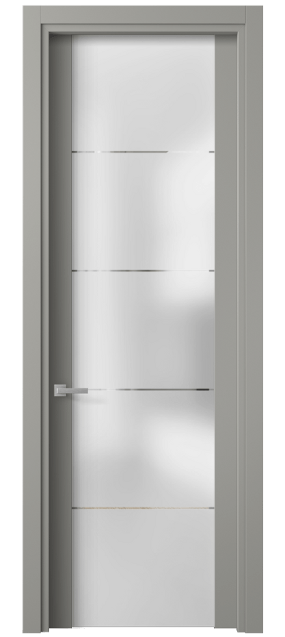 Межкомнатная дверь Planum 4114 Матовый нейтральный серый Сатинированное стекло с гравировкой «КВАДРО», триплекс Цена 325320 AMD | Volhovec