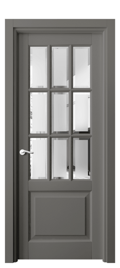 Межкомнатная дверь Лигнум 0748 Матовый классический серый Сатинированное стекло с фацетом Цена 842990 AMD | Volhovec