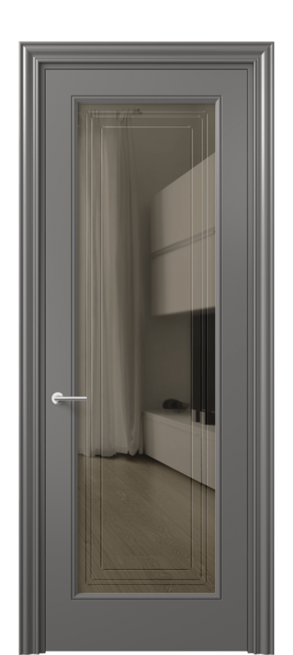 Межкомнатная дверь Mascot 8400 Матовый классический серый Прозрачное бронзовое стекло с гравировкой "Грани", триплекс, 7 мм Цена 68290 ₽ | Volhovec