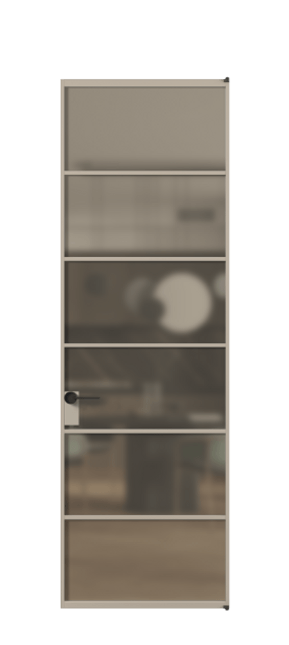 Алюминиевая дверь АЛПЛ040.04 Алюминий бисквитный Сатинированное бронзовое стекло, триплекс Цена 866810  | Volhovec