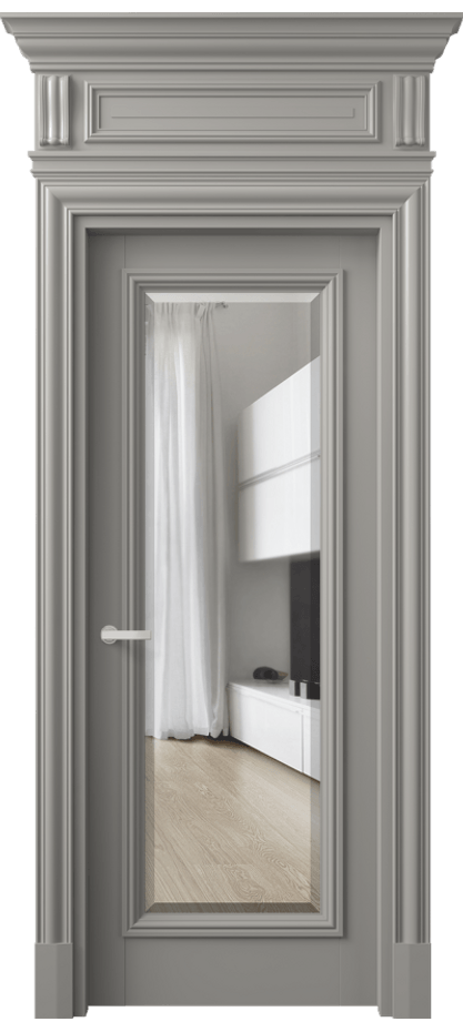 Межкомнатная дверь Антик 7300 Матовый нейтральный серый Прозрачное стекло с фацетом Цена 1094610 AMD | Volhovec