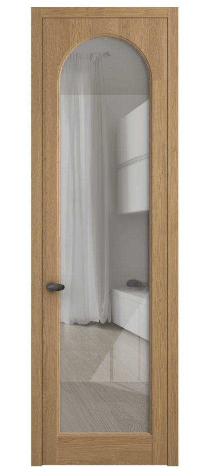 Межкомнатная дверь Палаццо 6804 Дуб пшеничный матовый Рефлективное прозрачное стекло "Стопсол", калёное Цена 1053600 AMD | Volhovec