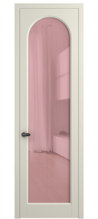 Межкомнатная дверь Палаццо 6804 Матовый молочно-белый Рифлёное розовое стекло "Мору", триплекс Цена 708300 AMD | Volhovec