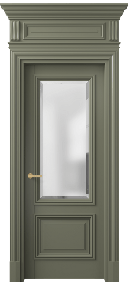 Межкомнатная дверь Антик 7302 Матовый оливковый тёмный Сатинированное стекло с фацетом Цена 1110120 AMD | Volhovec