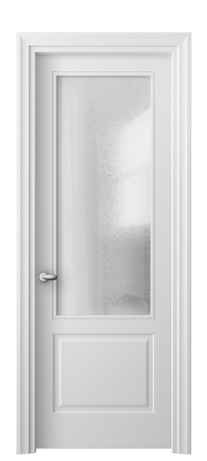 Межкомнатная дверь Эссе 8552 Матовый белоснежный Фактурное стекло "Лёд", триплекс Цена 385080 AMD | Volhovec