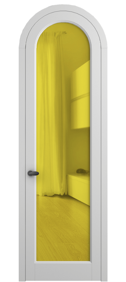 Межкомнатная дверь Палаццо 6814 Матовый белоснежный Прозрачное жёлтое стекло, триплекс Цена 844100 AMD | Volhovec