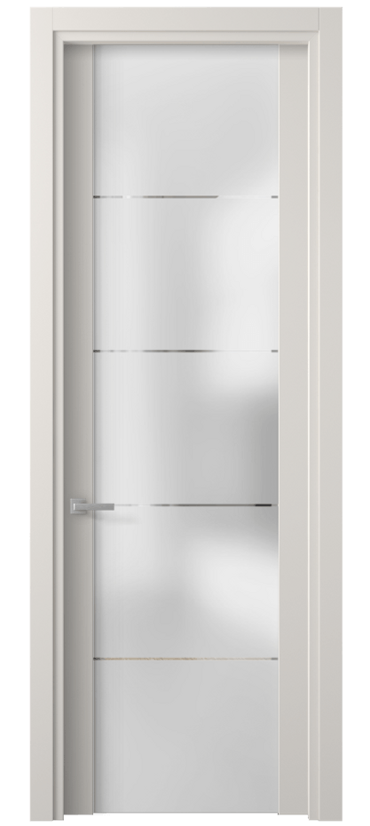 Межкомнатная дверь Планум 4114 Матовый пудровый белый Сатинированное стекло с гравировкой «КВАДРО», триплекс Цена 406660 AMD | Volhovec