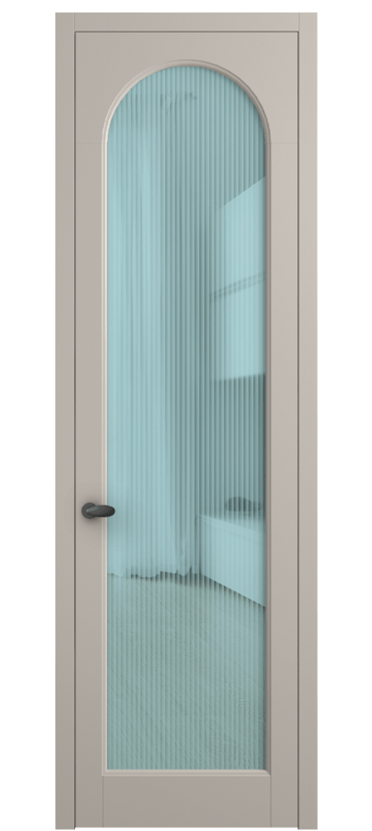 Межкомнатная дверь Палаццо 6804 Матовый светло-бежевый Рифлёное голубое стекло "Мору", триплекс Цена 708300 AMD | Volhovec