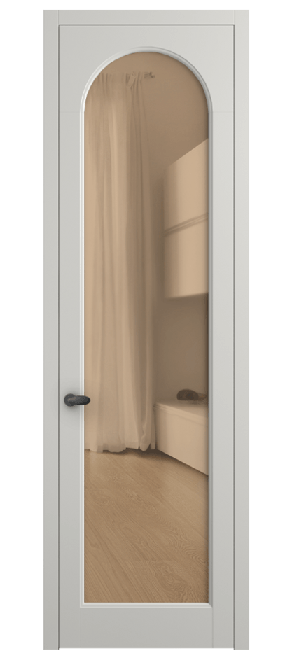 Межкомнатная дверь Палаццо 6804 Матовый серый Прозрачное оранжевое стекло, триплекс Цена 97029 ₽ | Volhovec