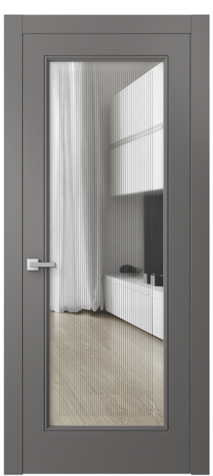 Межкомнатная дверь Линия 8300 Матовый классический серый Прозрачное стекло с гравировкой "Каннелюры", триплекс Цена 564470 AMD | Volhovec