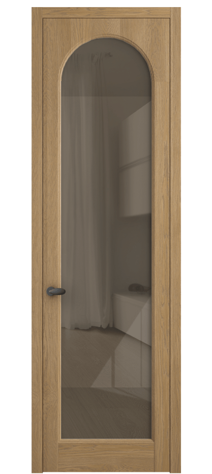 Межкомнатная дверь Палаццо 6804 Дуб пшеничный матовый Рефлективное бронзовое стекло "Стопсол", калёное Цена 1053600 AMD | Volhovec